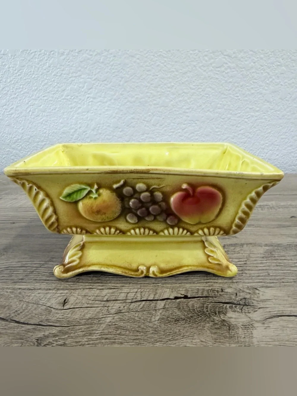 Vintage Relpo Spanish Gold 5736 3D Fruit Yellow Ceramic Pottery Planter 60’s